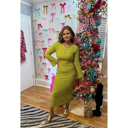 Esme Midi Fitted Dress, Avocado