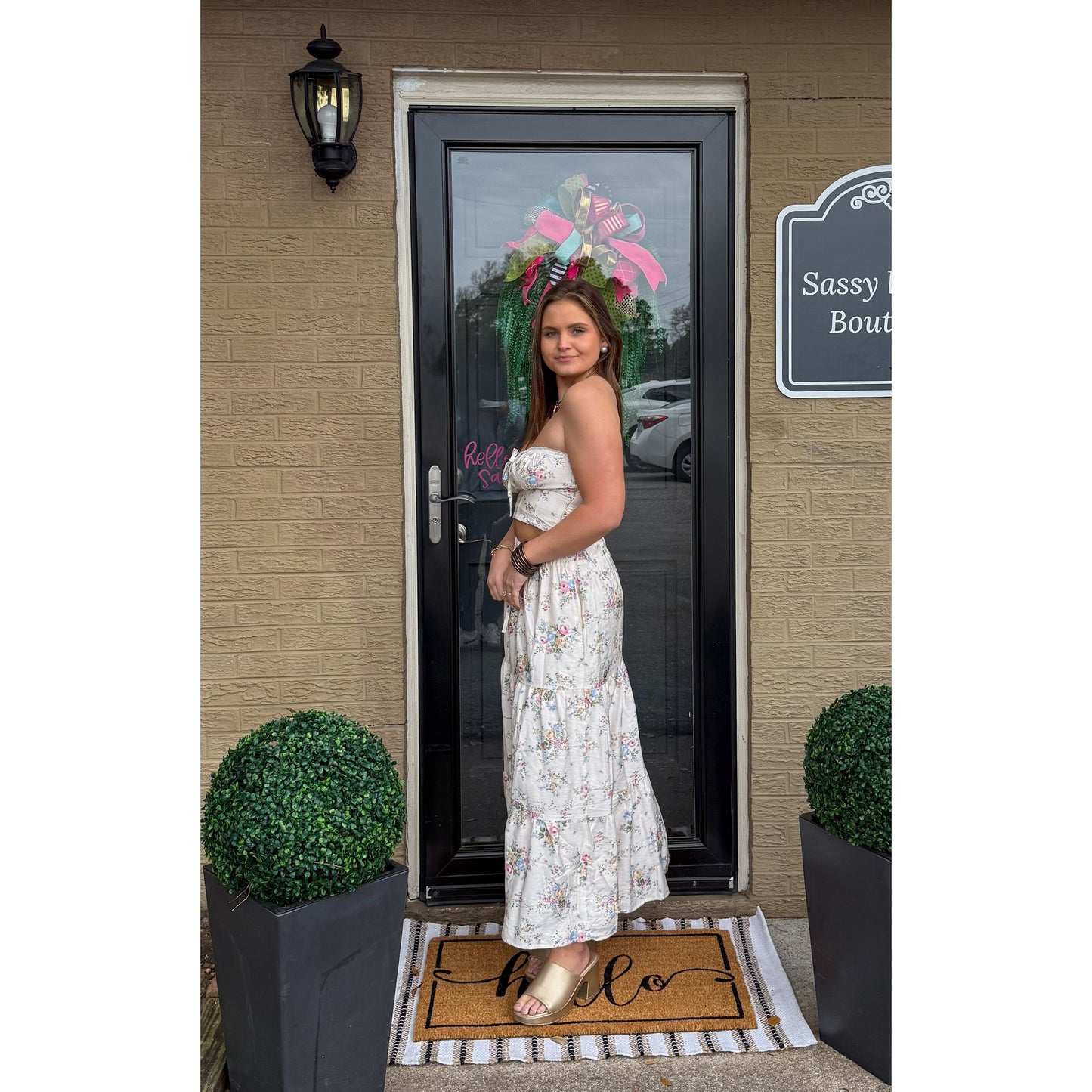 Floral Detail Maxi Skirt Set, Multi