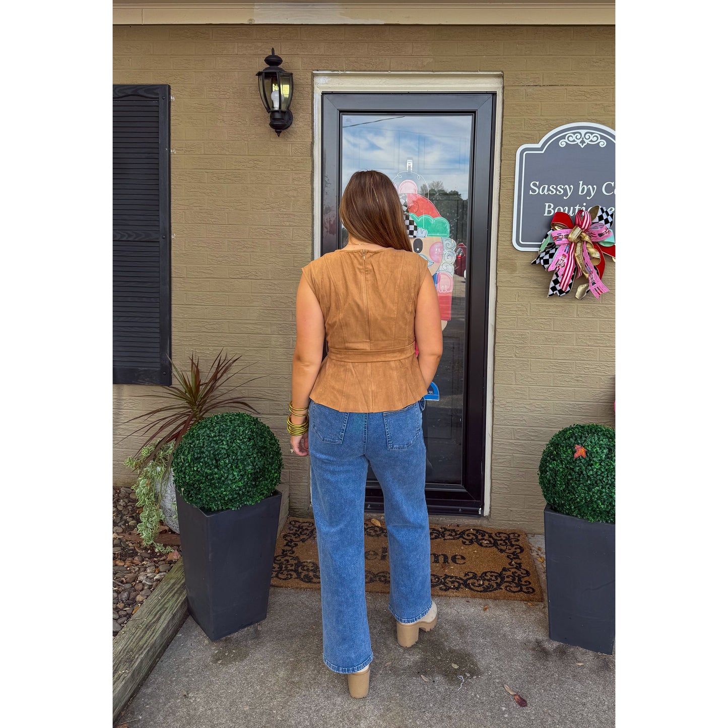 Cameron Belt Faux Suede Blouse