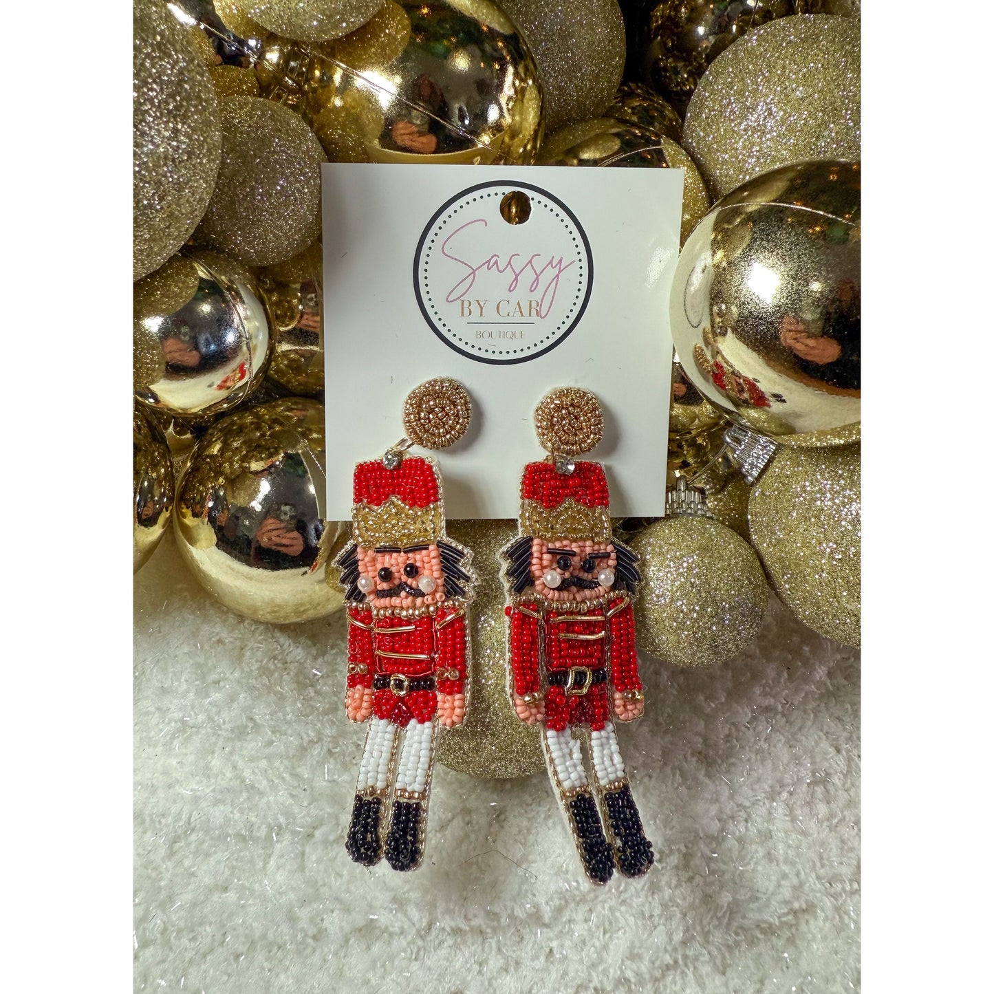 Red Nutcracker Beaded Earrings