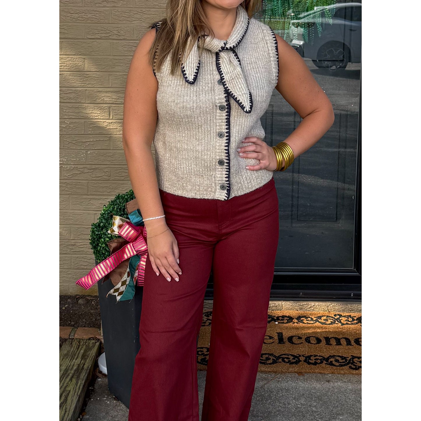 Blake Vest, Taupe/Navy