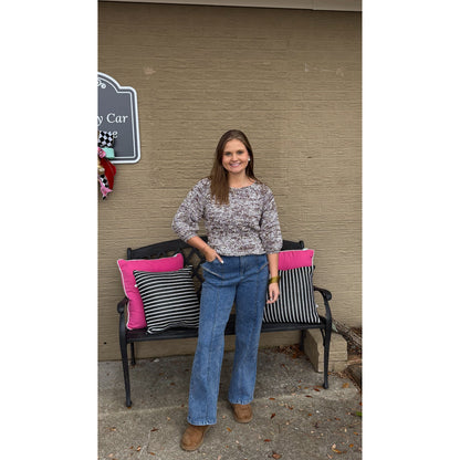 Kinsley Peplum Sweater Top, Dark Oak