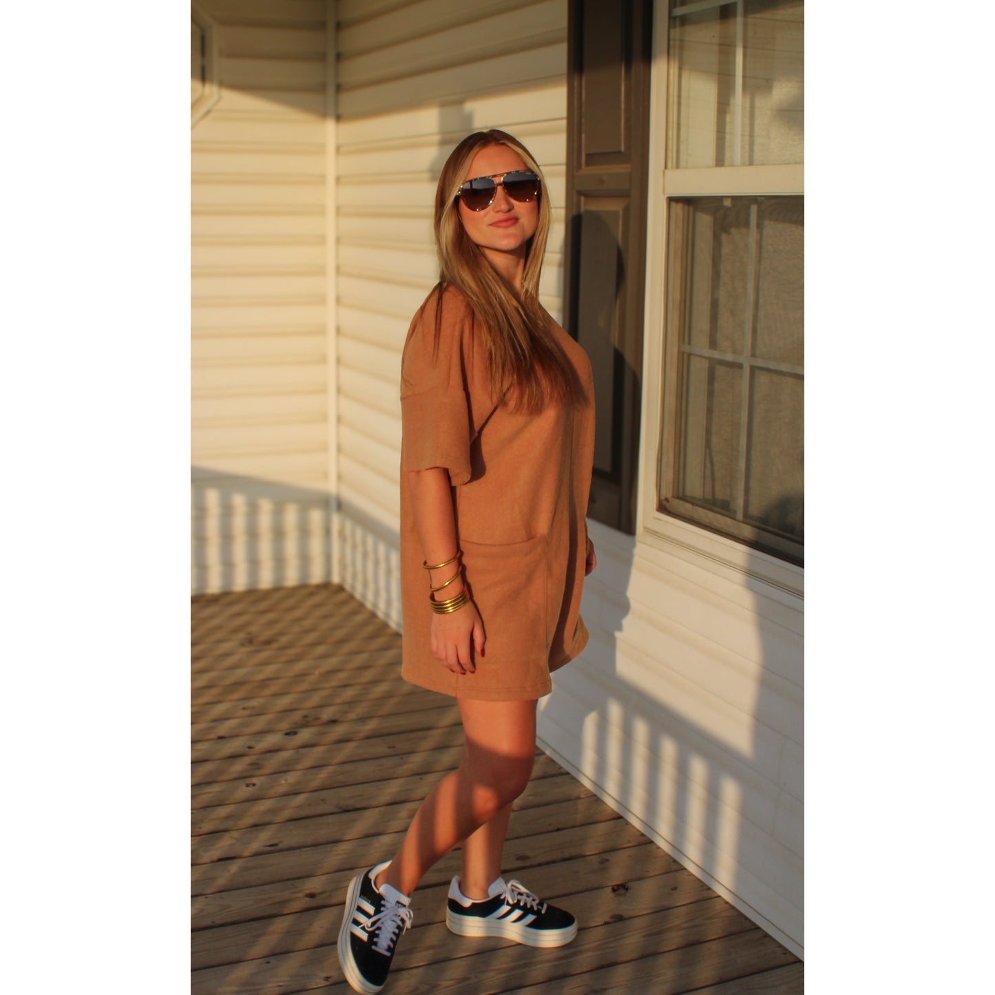 Teddy Oversized Romper, Camel