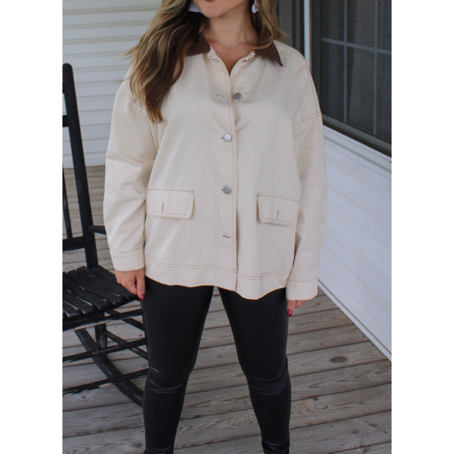 Jesse Oversized Jacket, Beige/Brown