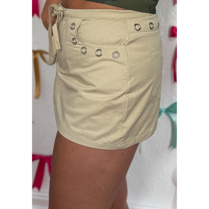 Autumn Low Waist Skort, Beige