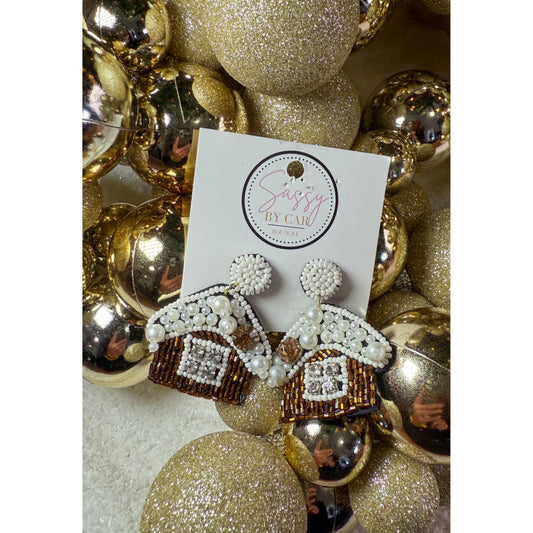 Gingerbread House Beaded Earrings