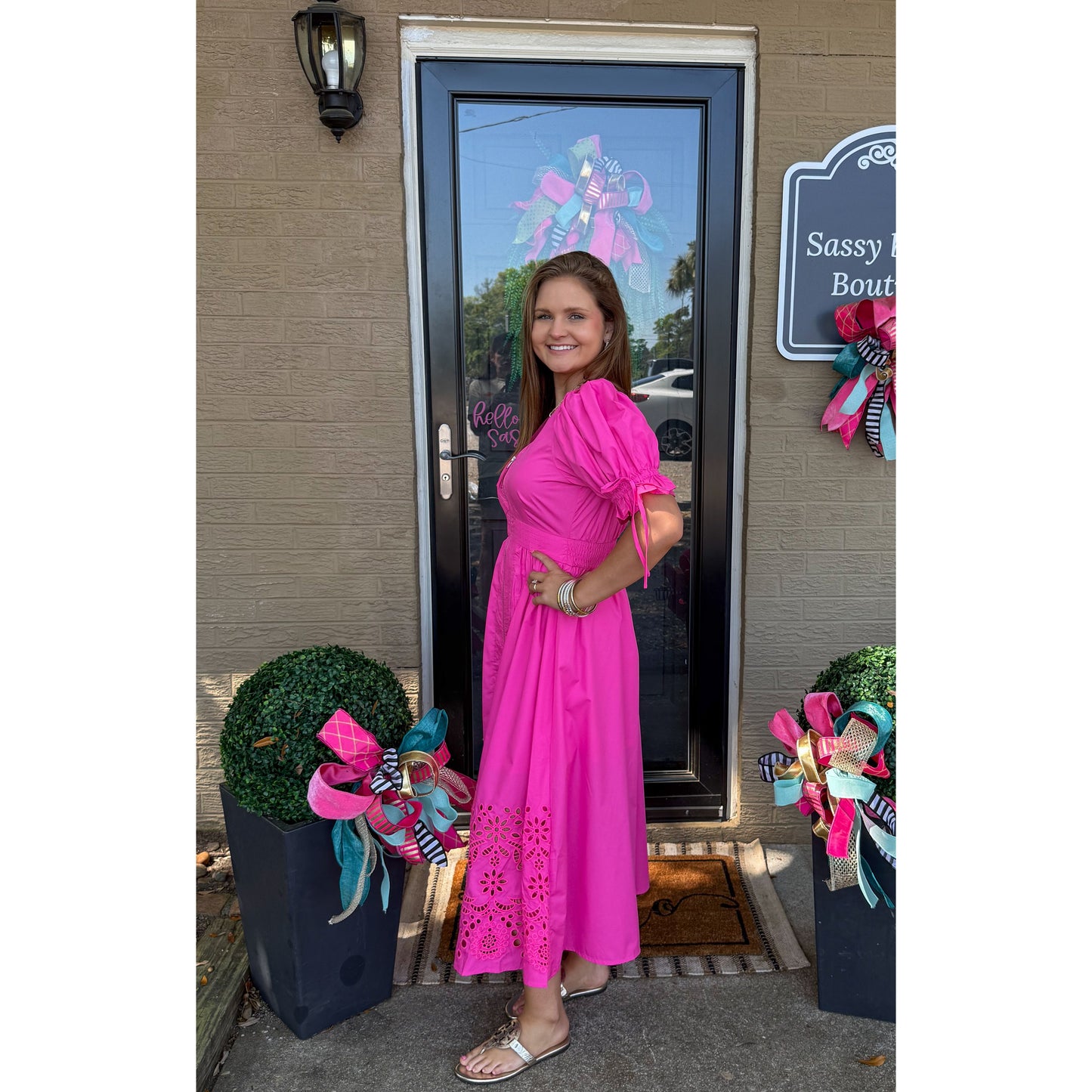 Barbie Girl Detail Dress, Hot Pink