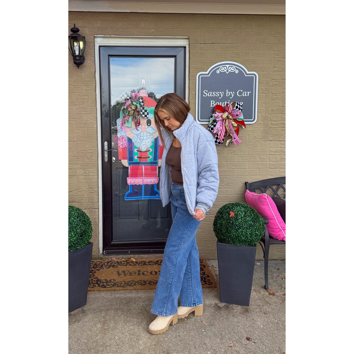 Heather Gray Puffer Jacket