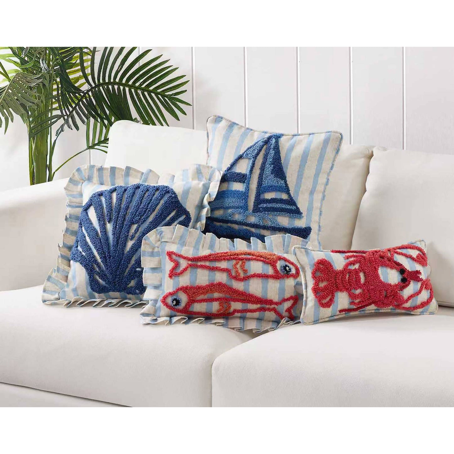 Coastal Sardines Tufted Hook Pillow