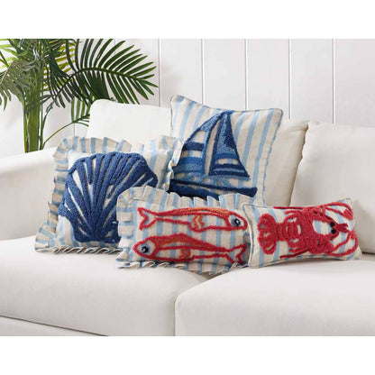 Coastal Sardines Tufted Hook Pillow