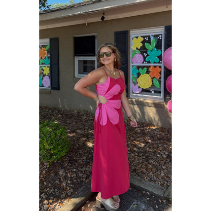 Daisy Midi Dress, Pink/Red