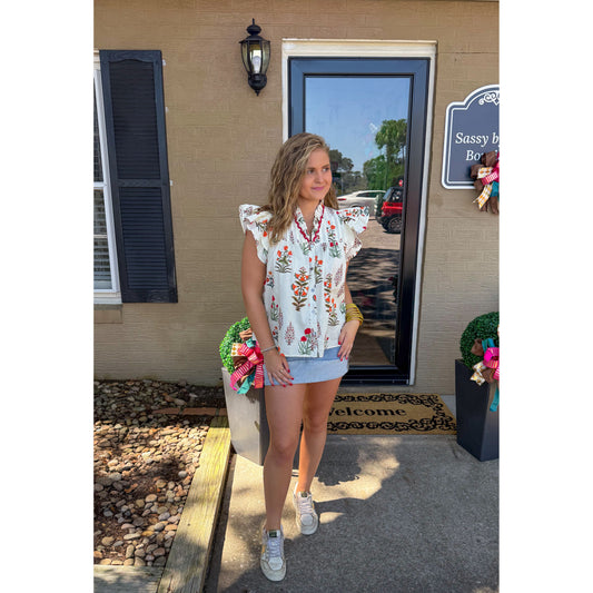 Madelyn Blouse, Ivory Multi