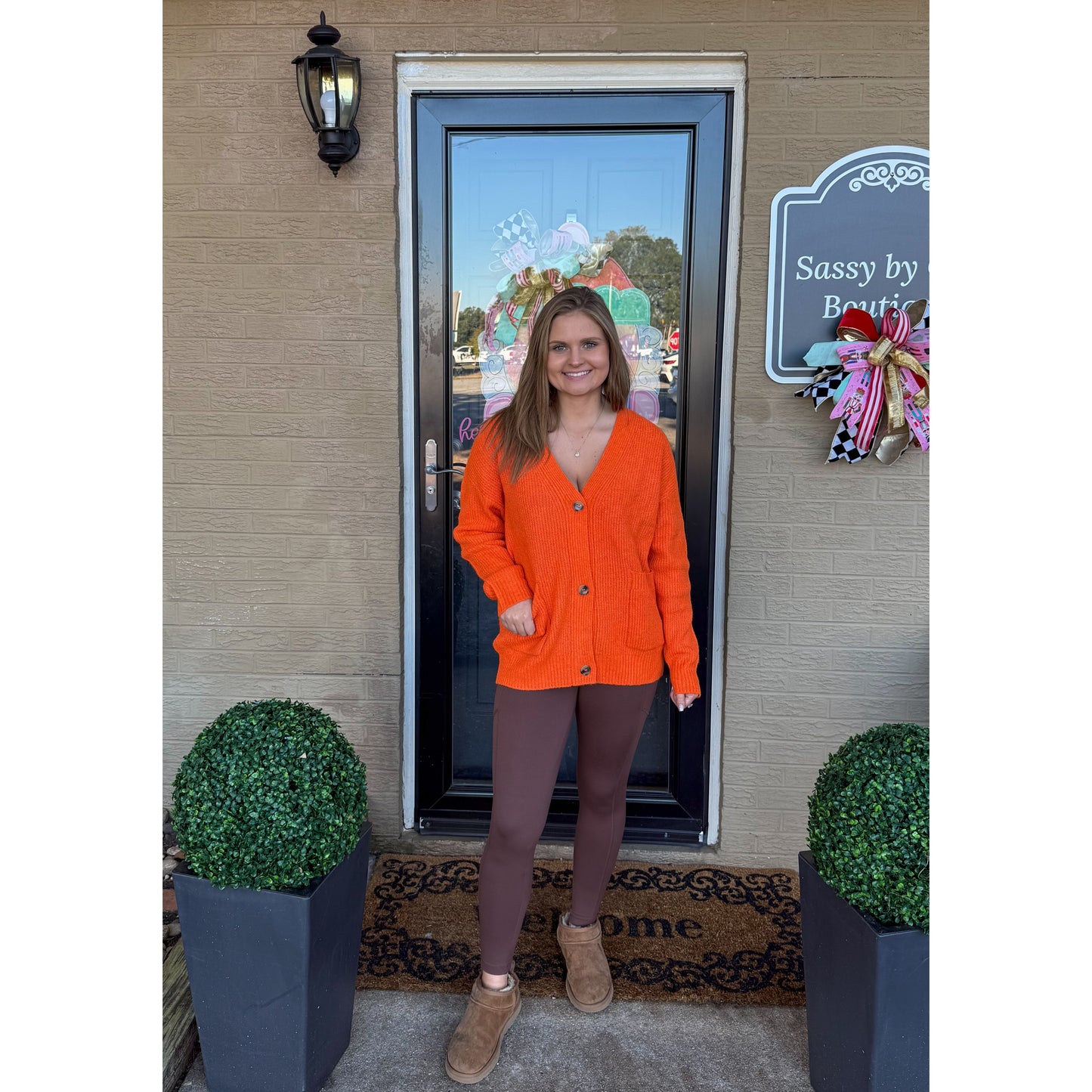 Fuzzy Orange Cardigan