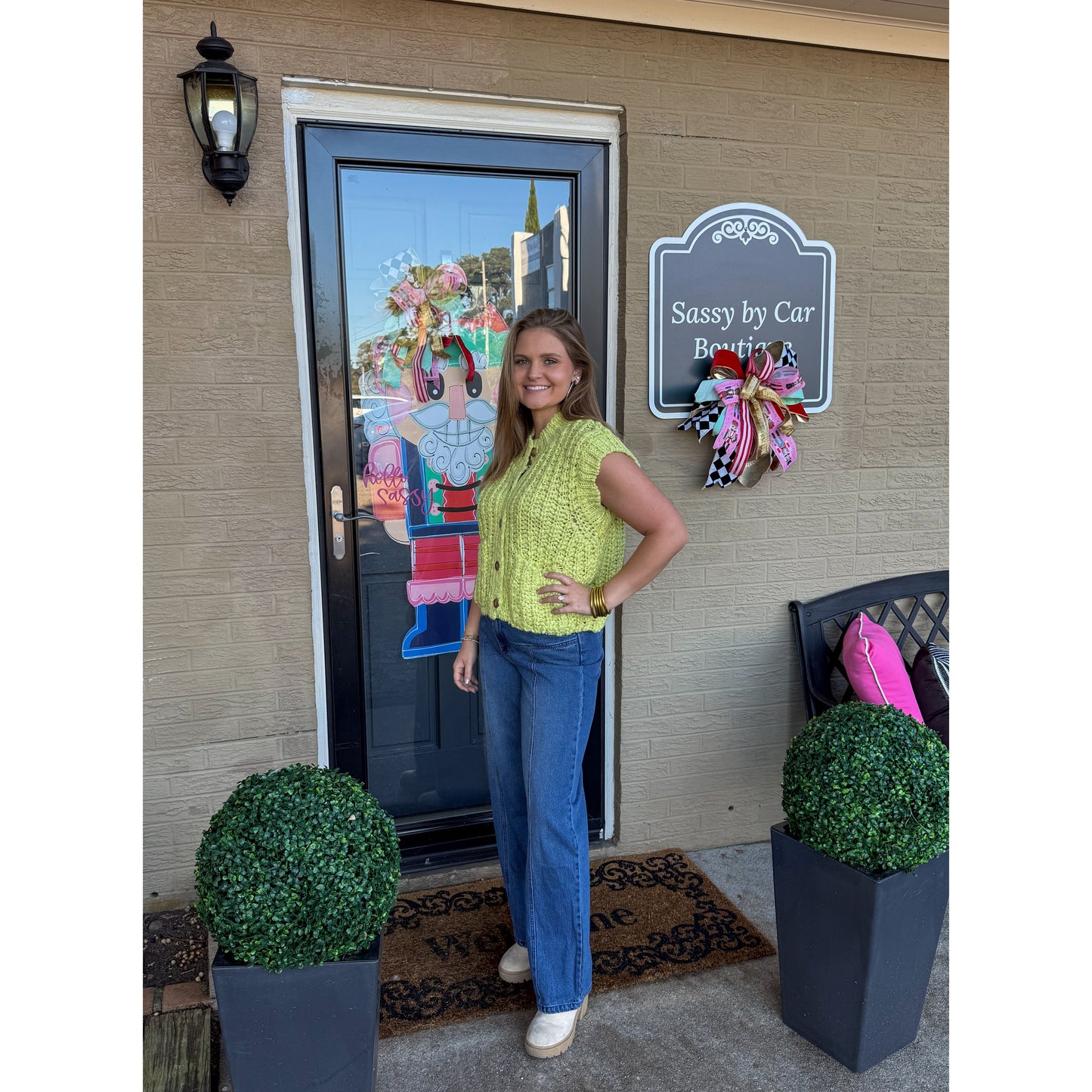 Sutton Sweater Knit Vest, Chartreuse