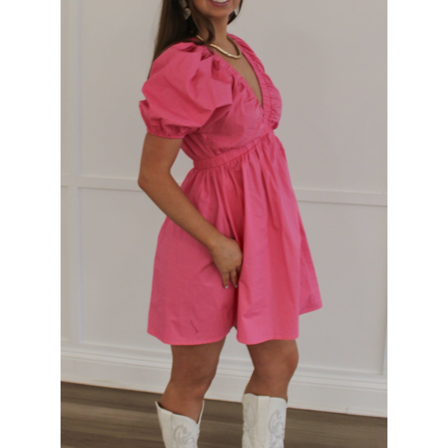 Anne Mini Dress, Bubble Gum Pink