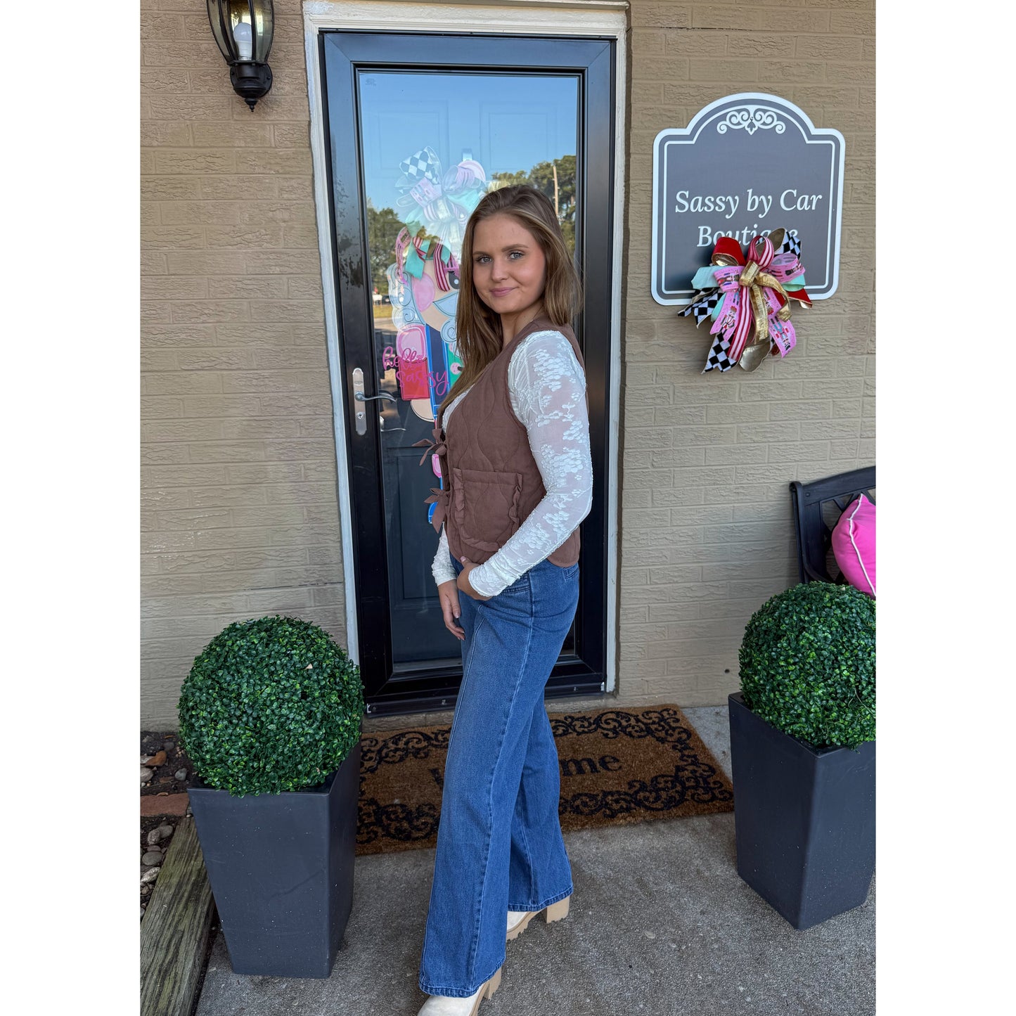 Reign Quilted Vest, Espresso Brown