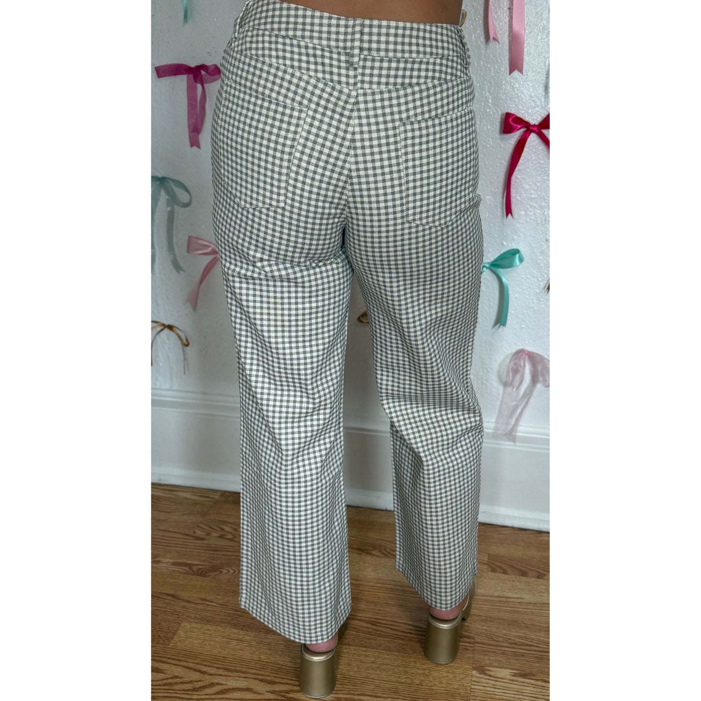 Gingham Straight Leg Denim