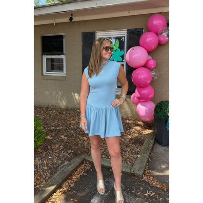 Merritt Mini Dress, Slate Blue