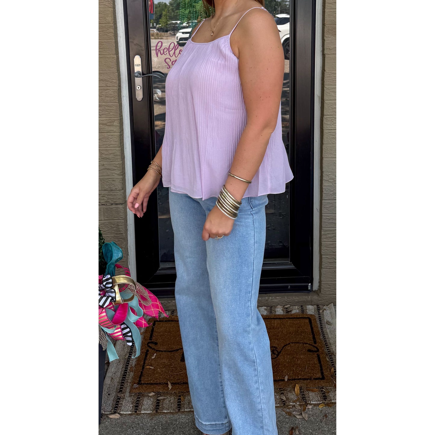 Lulu Pleated Cami Top, Lavender