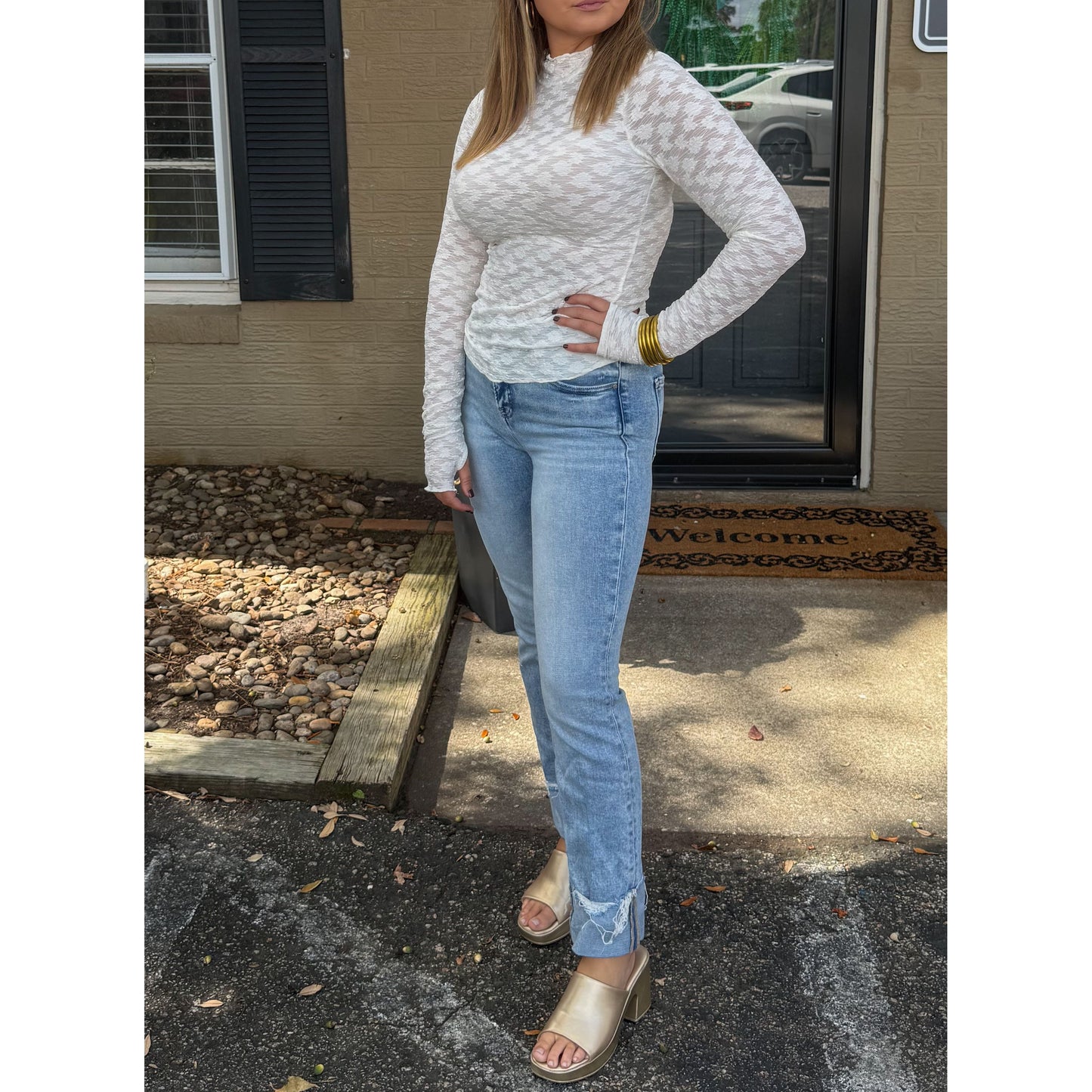 Harlow Sheer Top, Off White