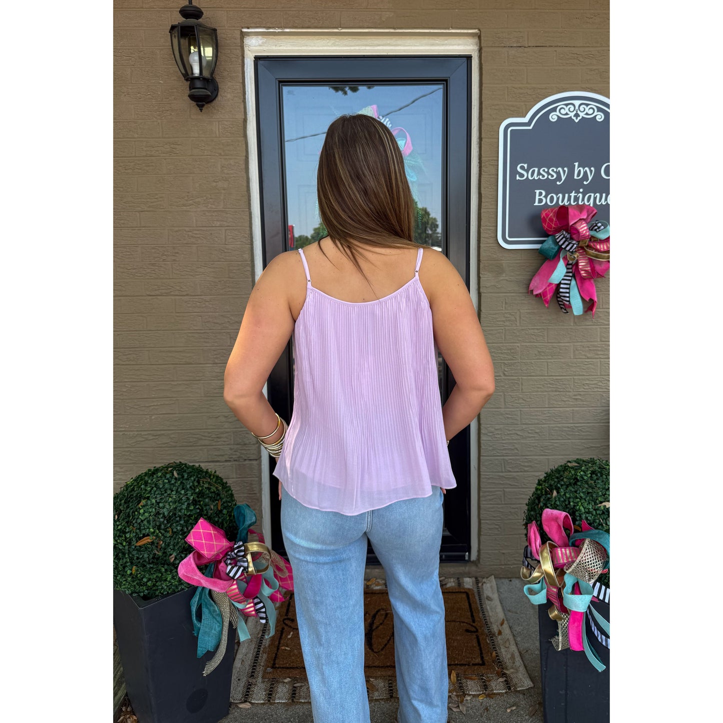 Lulu Pleated Cami Top, Lavender