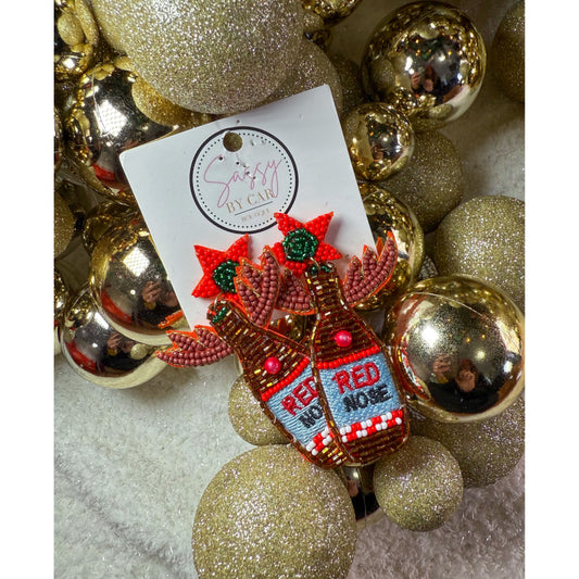Red Nose Beaded Earrings