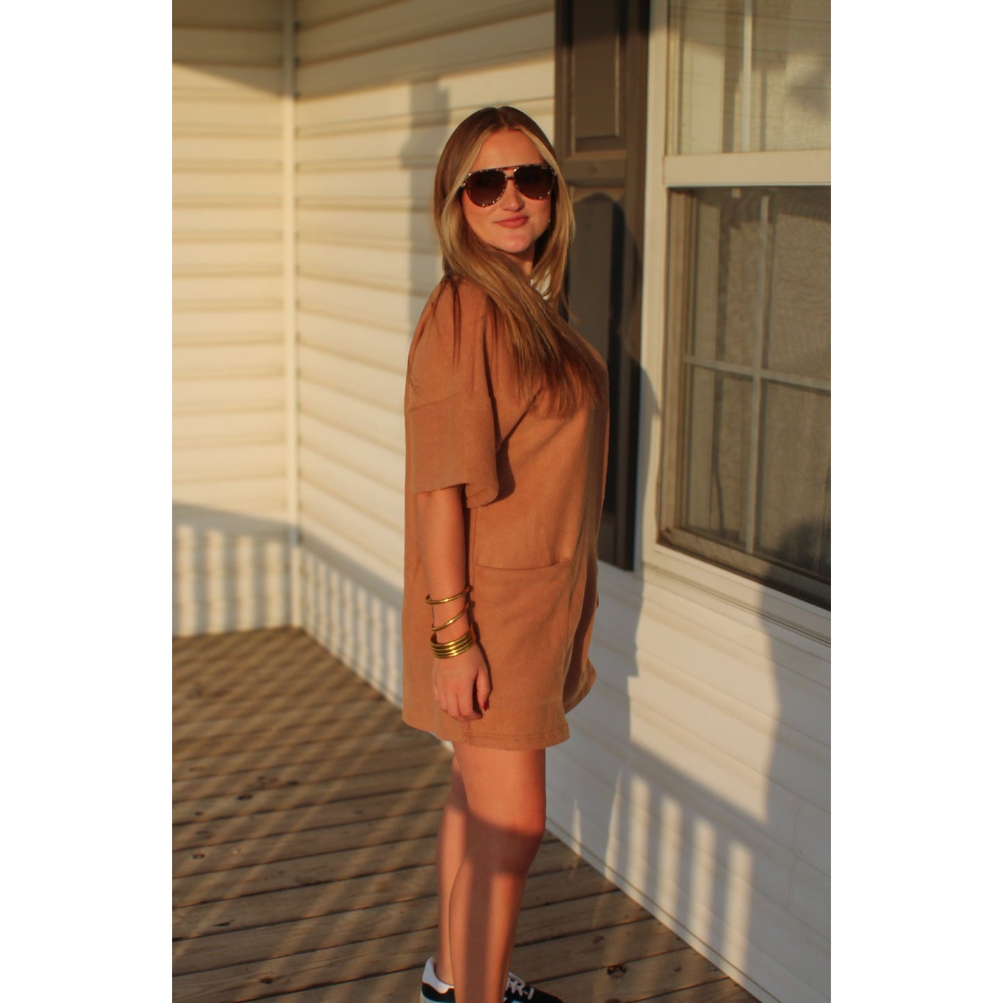 Teddy Oversized Romper, Camel