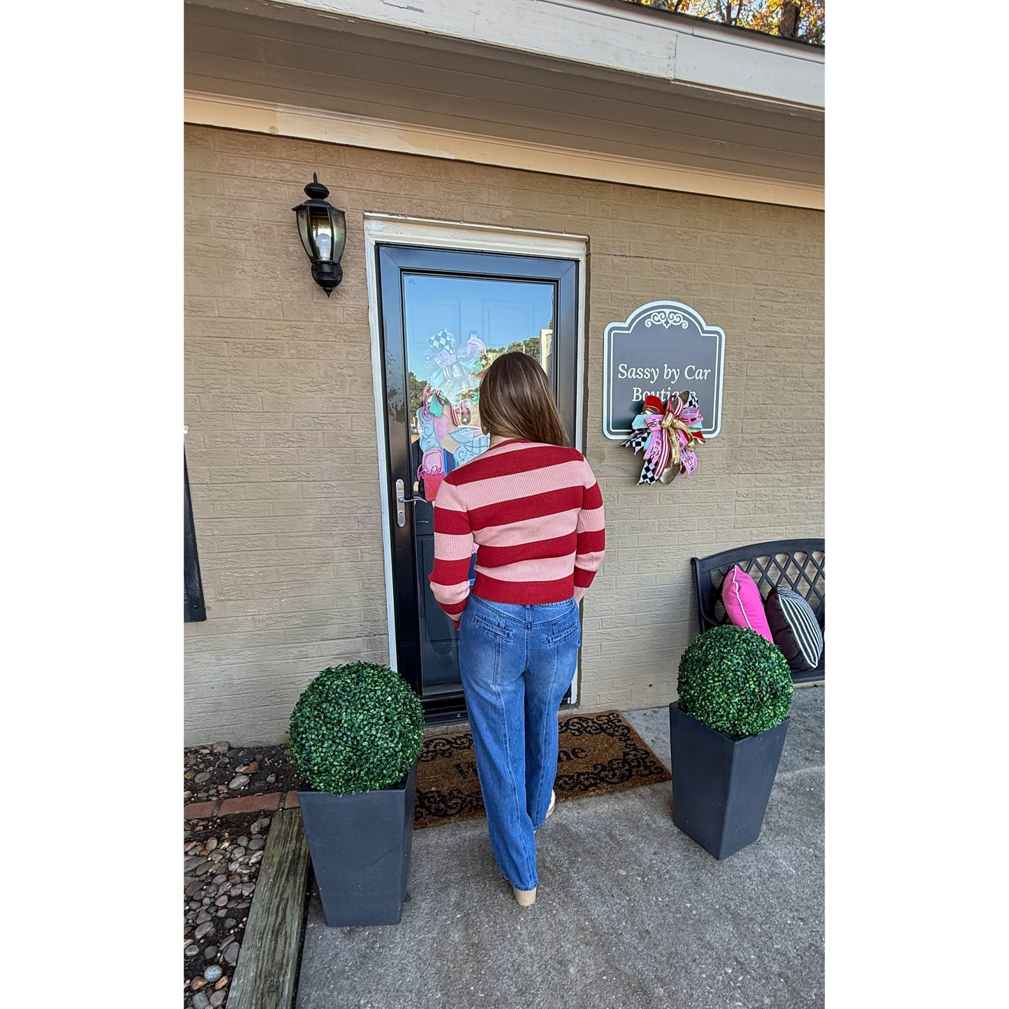 Adalyn Stripe Top, Pink/Red
