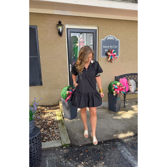 Kenny Mini Dress, Black/Taupe