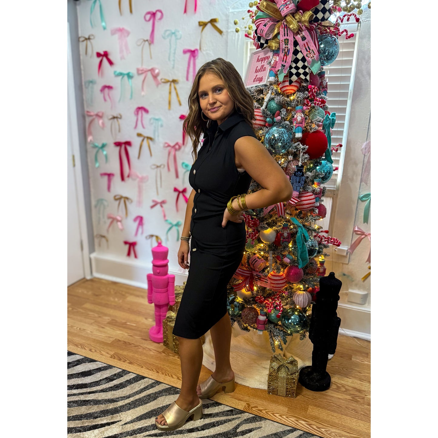 Black Fitted Midi Dress