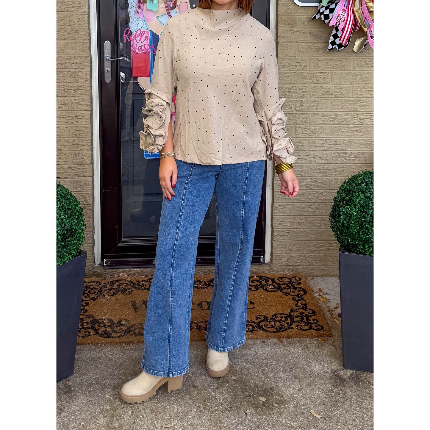 Polka Dot Detail Blouse