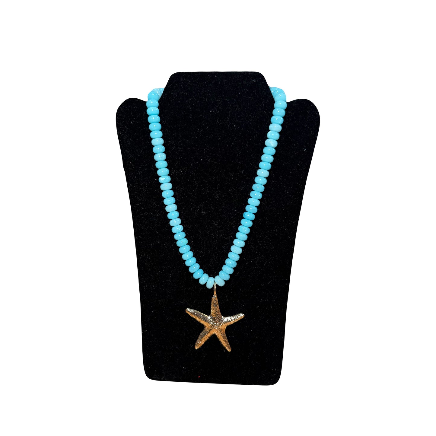 Blue Beaded Starfish Necklace