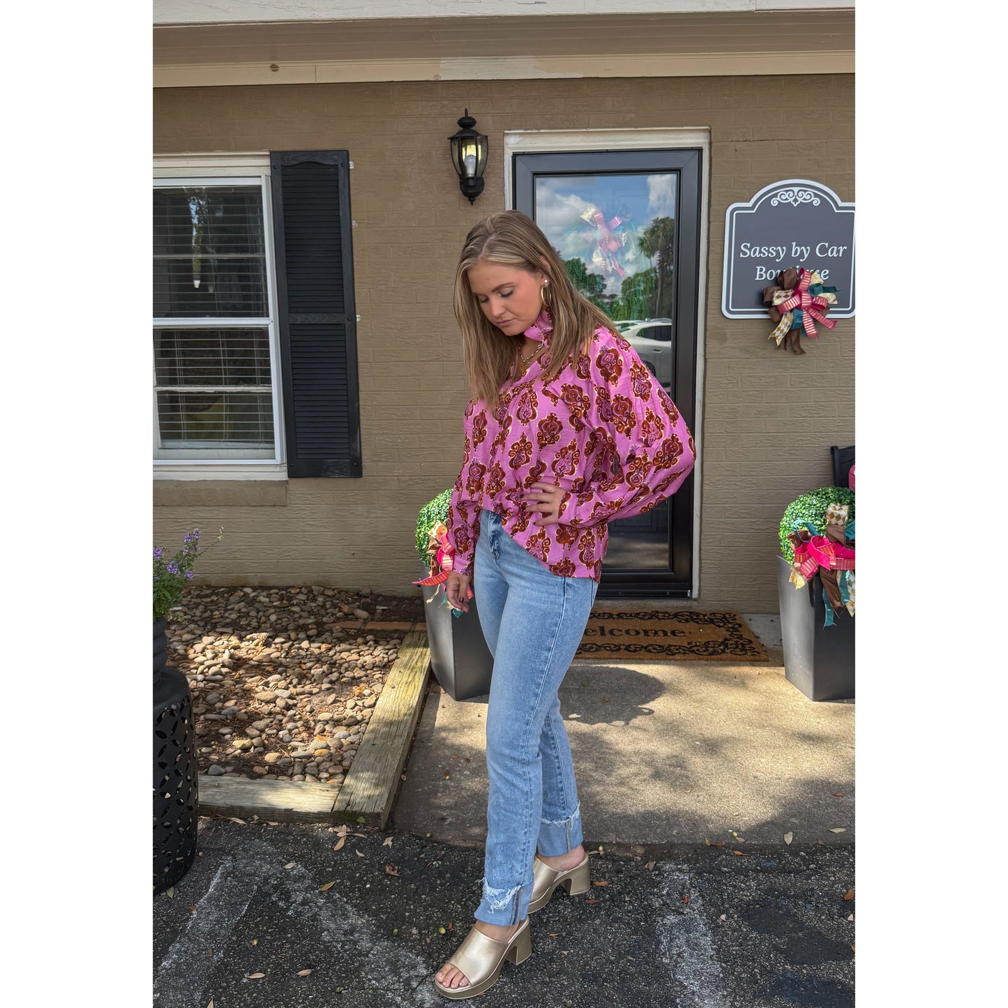 Gia Pattern Blouse, Pink Multi