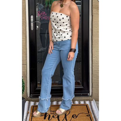Alex Polka Dot Top, Cream/Black
