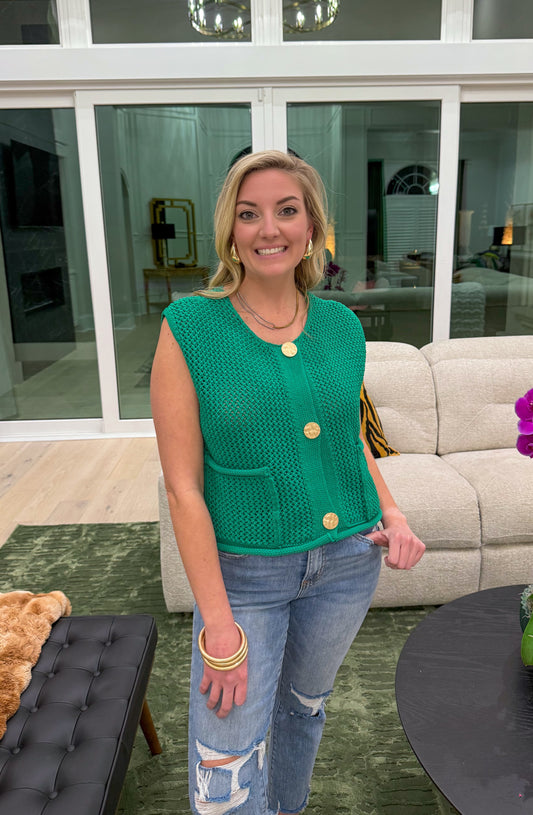 Apple Sweater Vest, Kelly Green