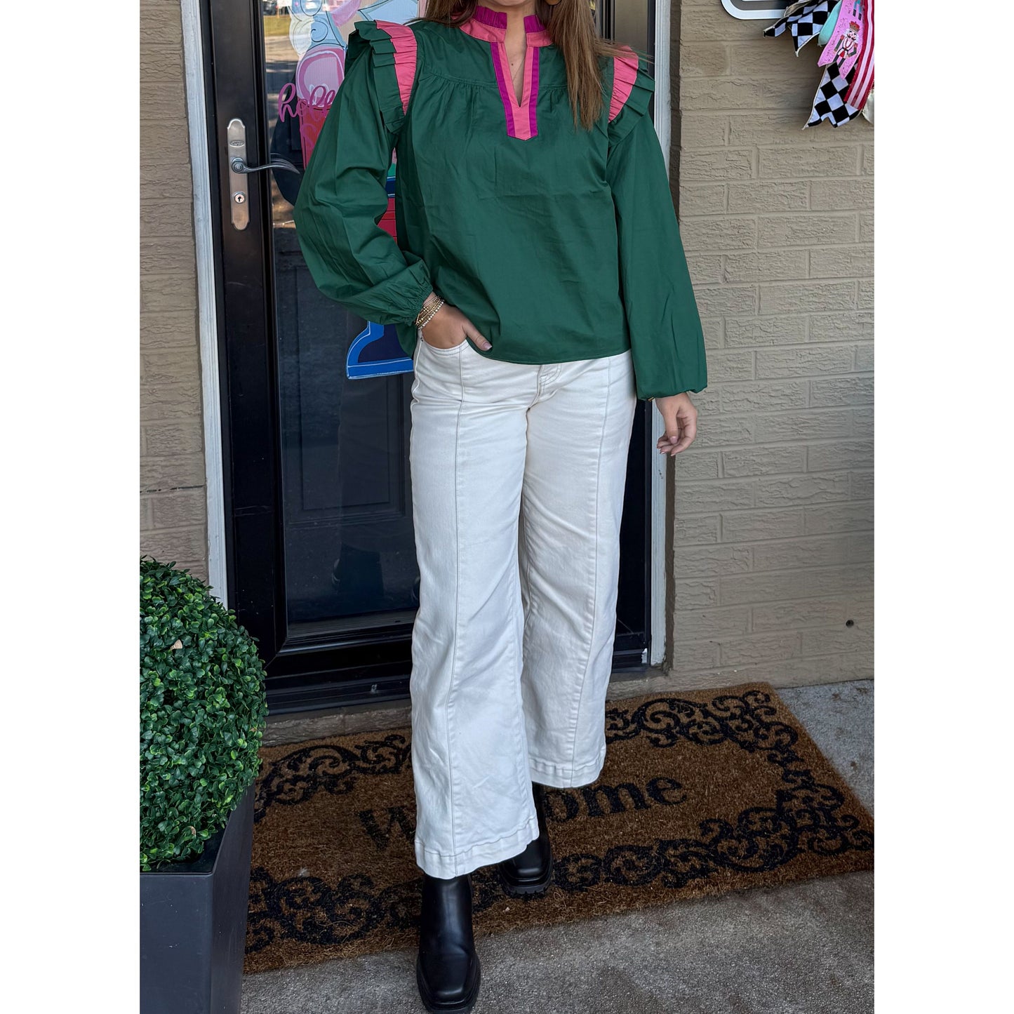 Molly Blouse, Hunter Green