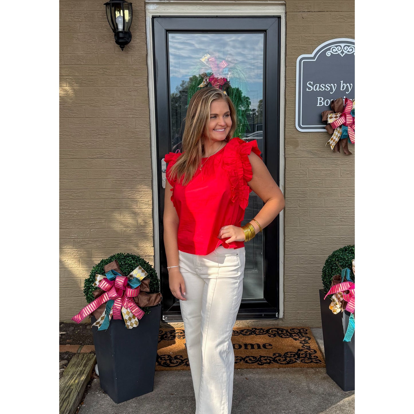 Palmer Blouse, Cherry Red