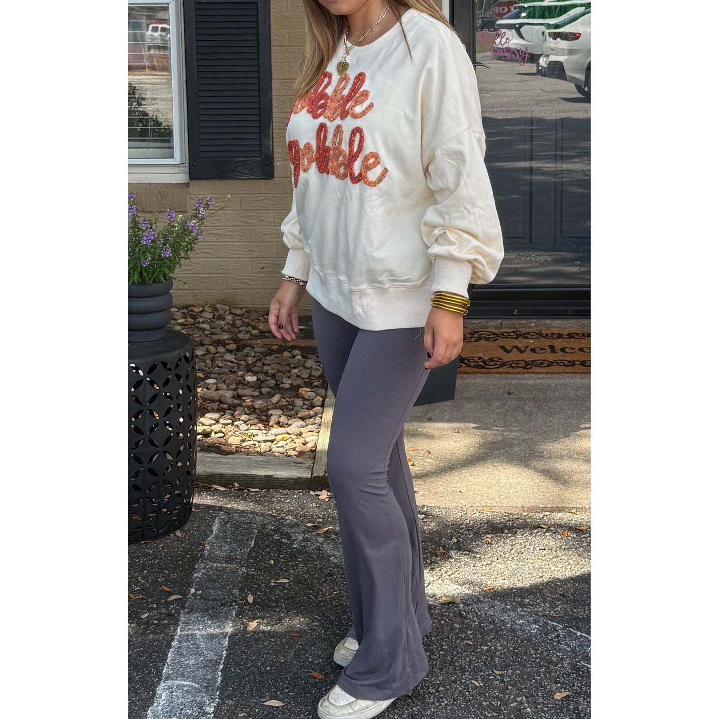 Gobble Gobble Oversized Top, Ivory Multi