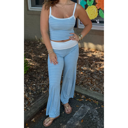 Stripe Detail Lounge Set, Baby Blue/White