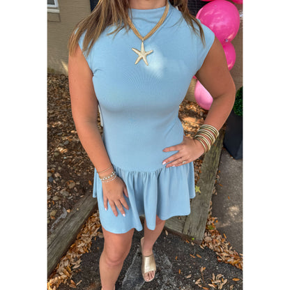 Merritt Mini Dress, Slate Blue
