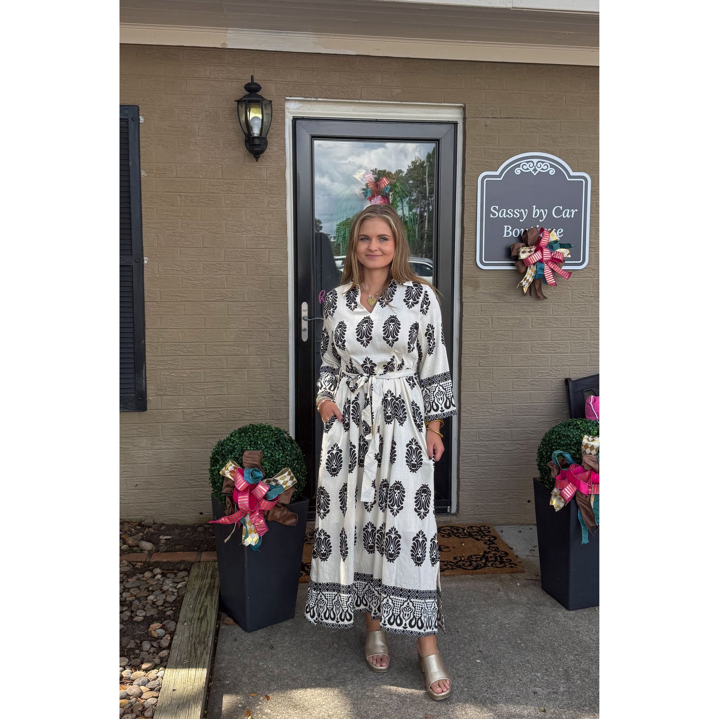 Poppy Maxi Dress, Black/White