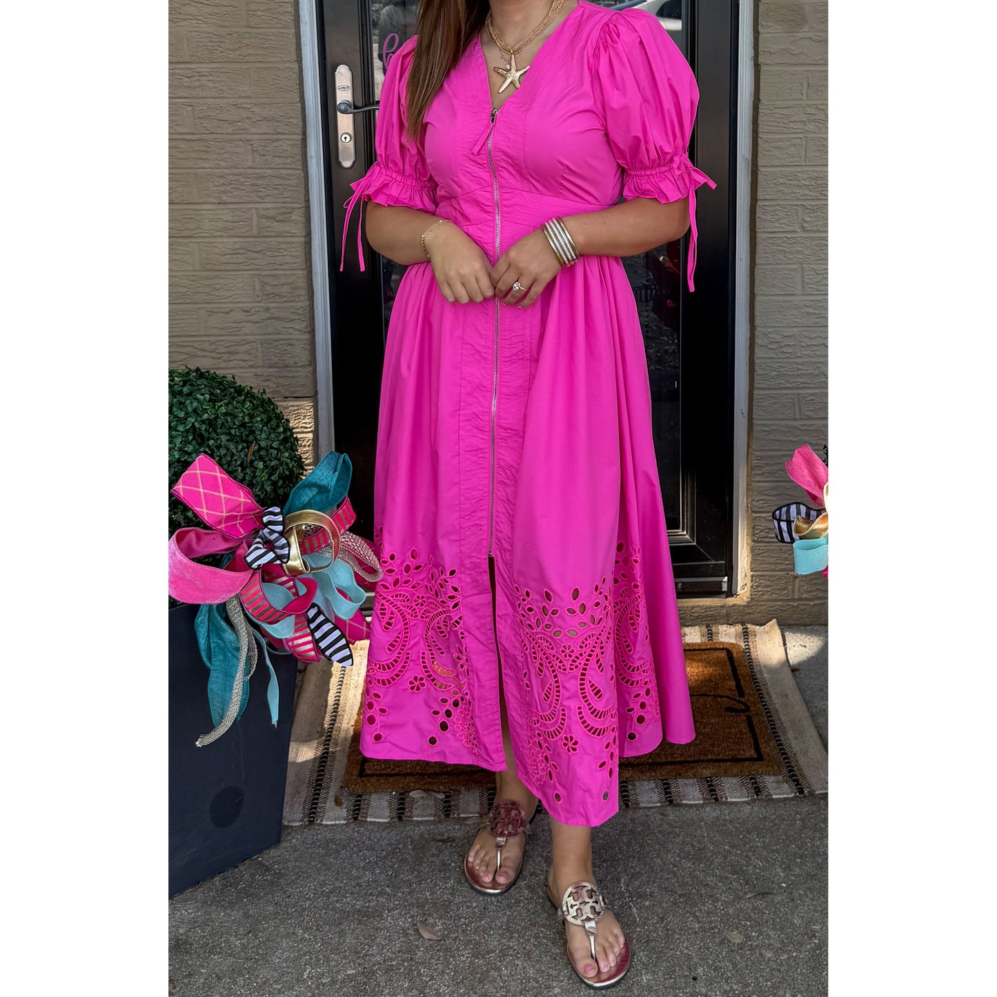 Barbie Girl Detail Dress, Hot Pink