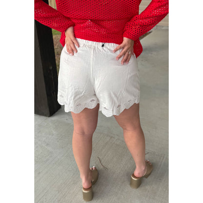 Eyelet Detail Shorts, White