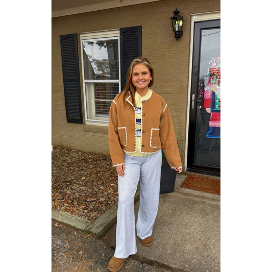 Jackie Detail Jacket, Camel/Cream