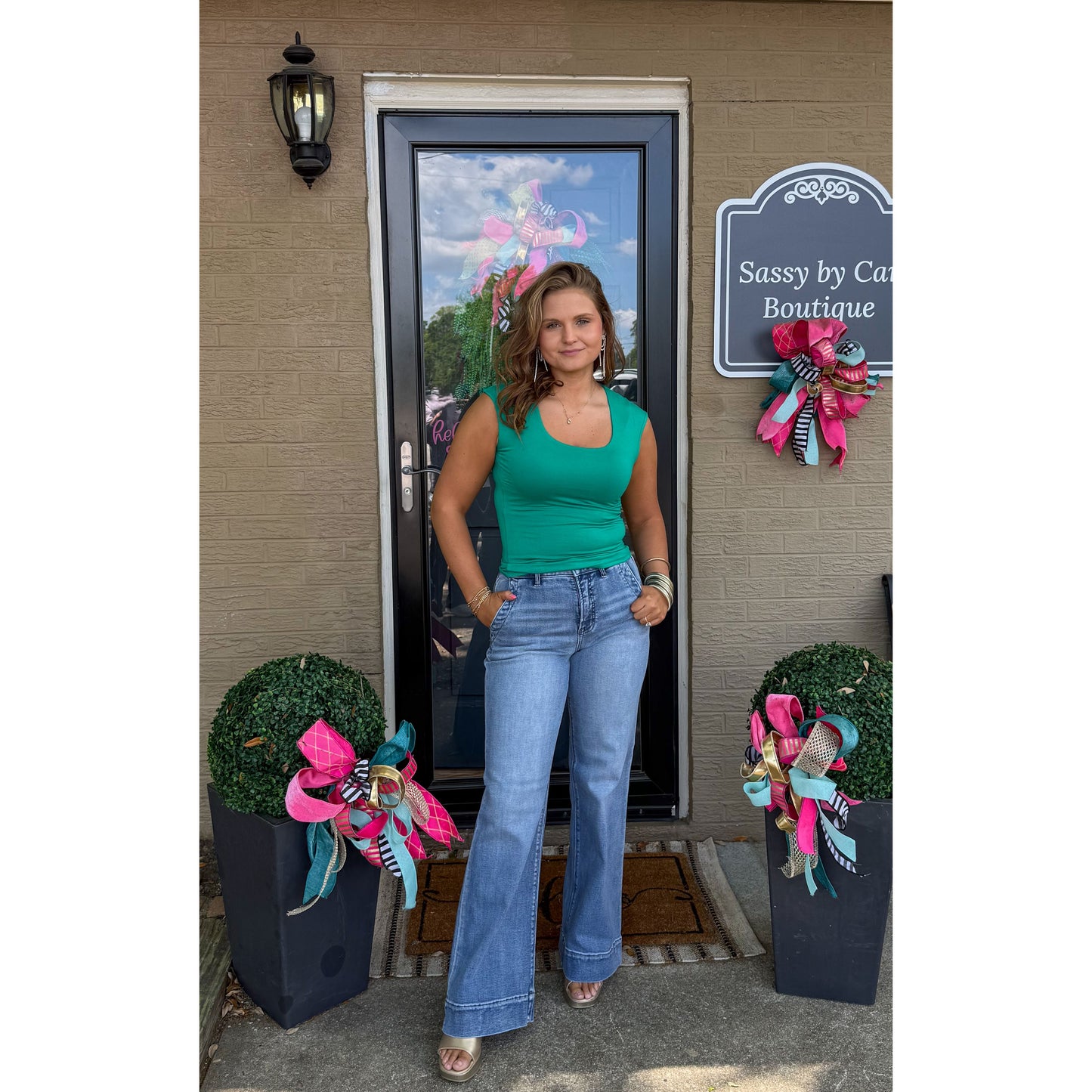 Phoebe Fitted Top, Kelly Green