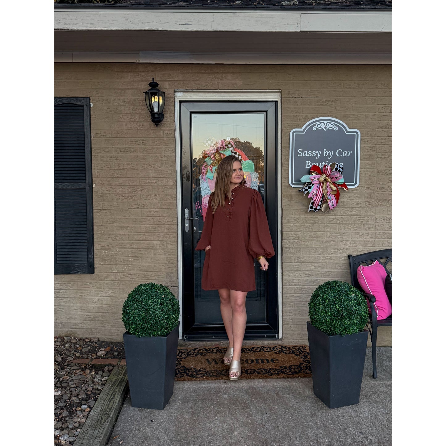 Ryleigh Mini Dress, Chocolate Brown