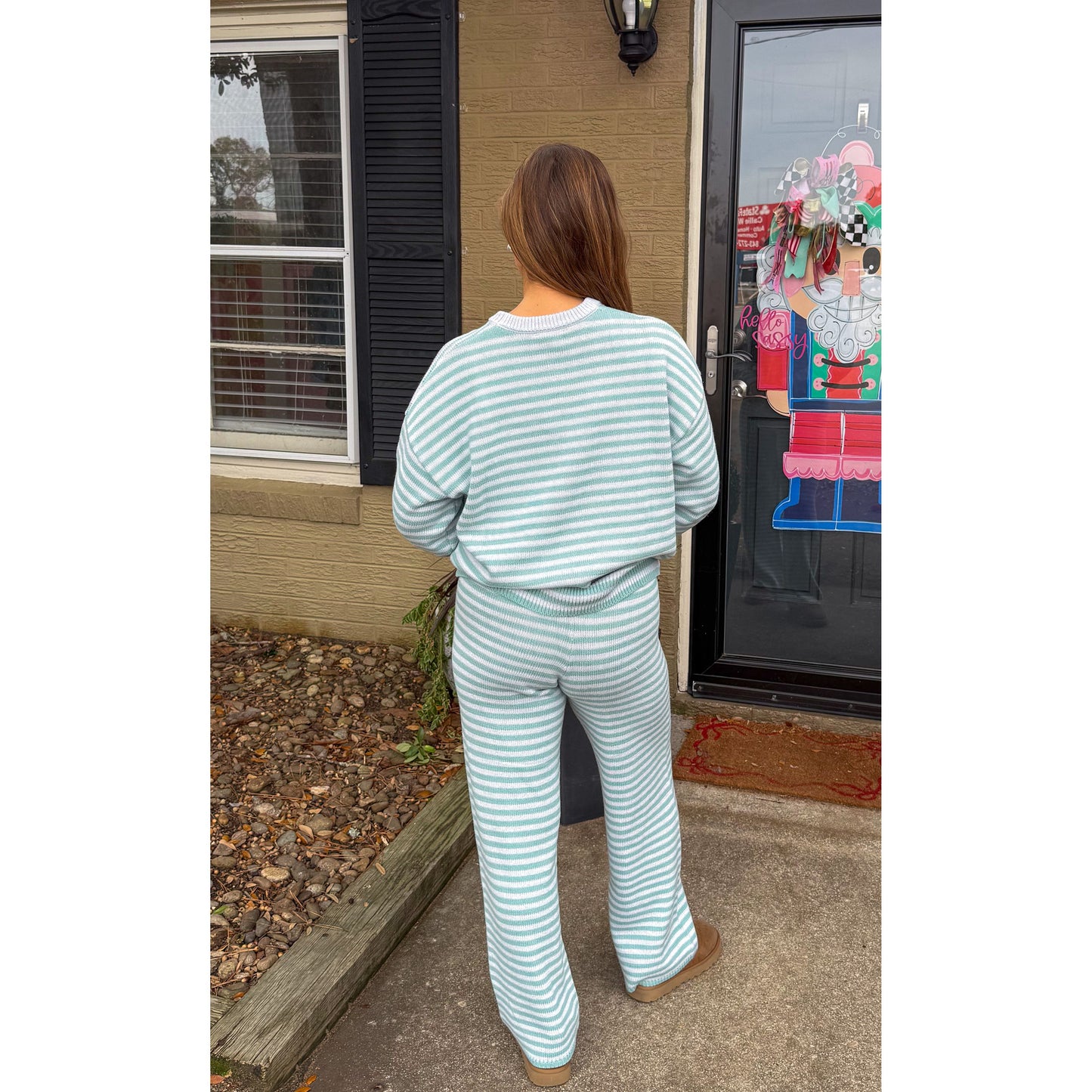 Knit Stripe Lounge Set, Blue Multi