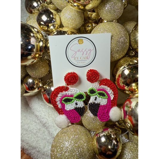 Flamingo Beaded Earrings