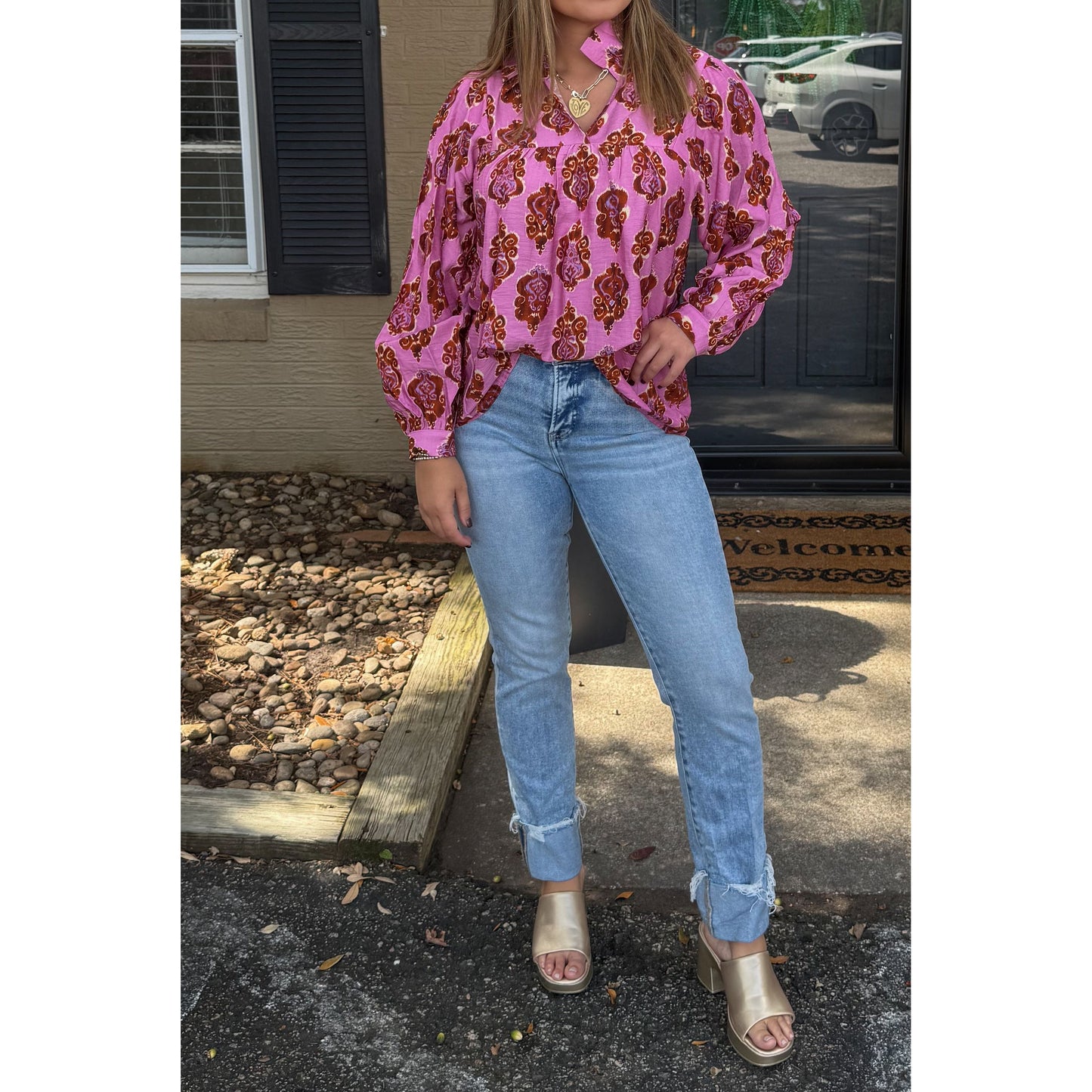 Gia Pattern Blouse, Pink Multi