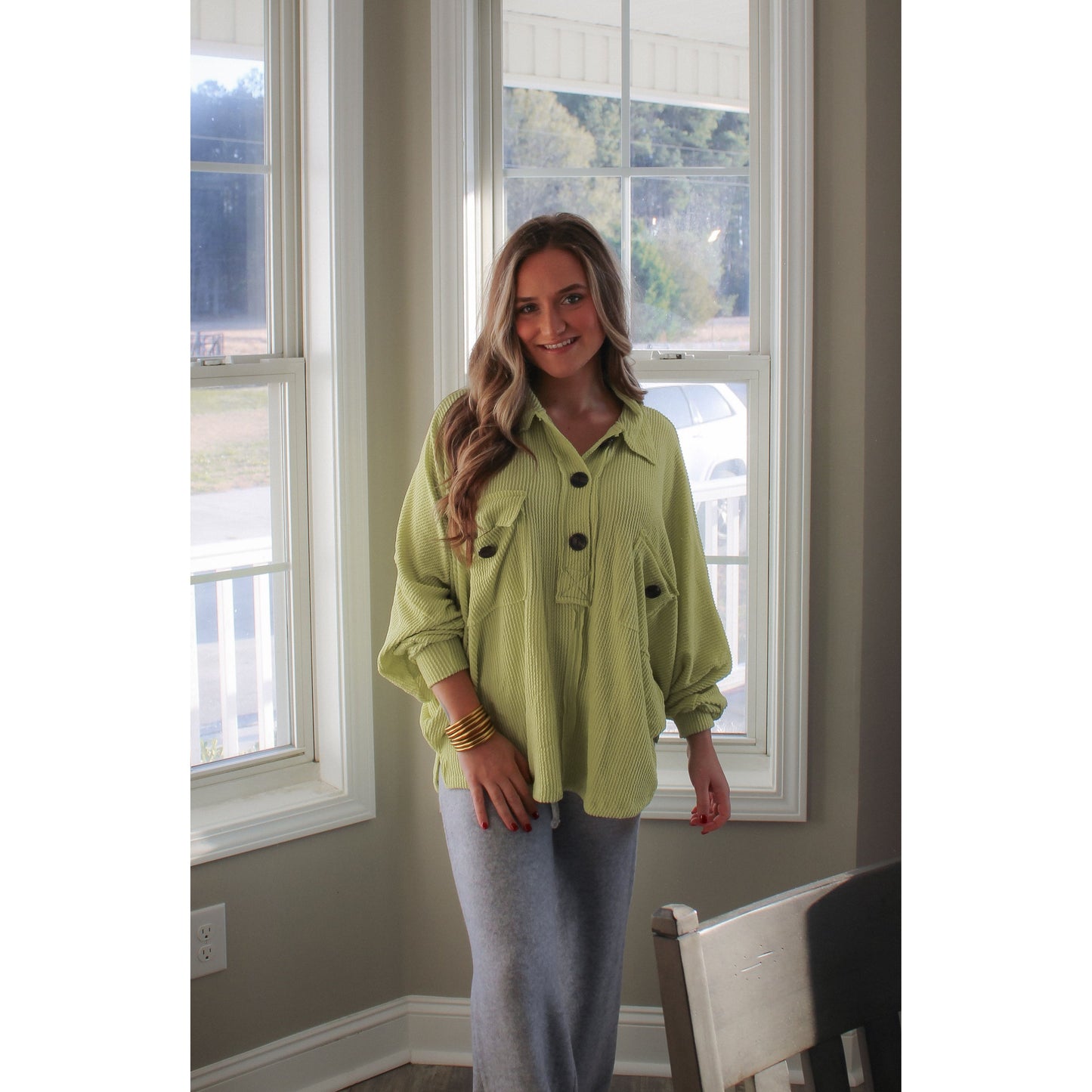 Molly Oversized Top, Lime